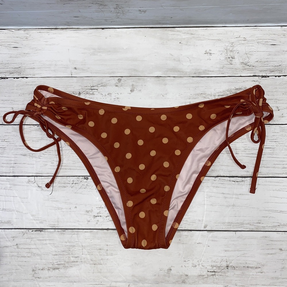 Polka Dot Bikini Bottom Large Orange Swim Shade & Shore Women's Cheeky Sz L